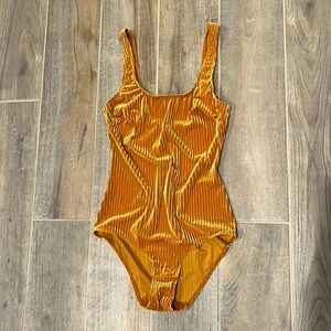 & Other Stories Velvet Cord Double Scoop Neck Bodysuit